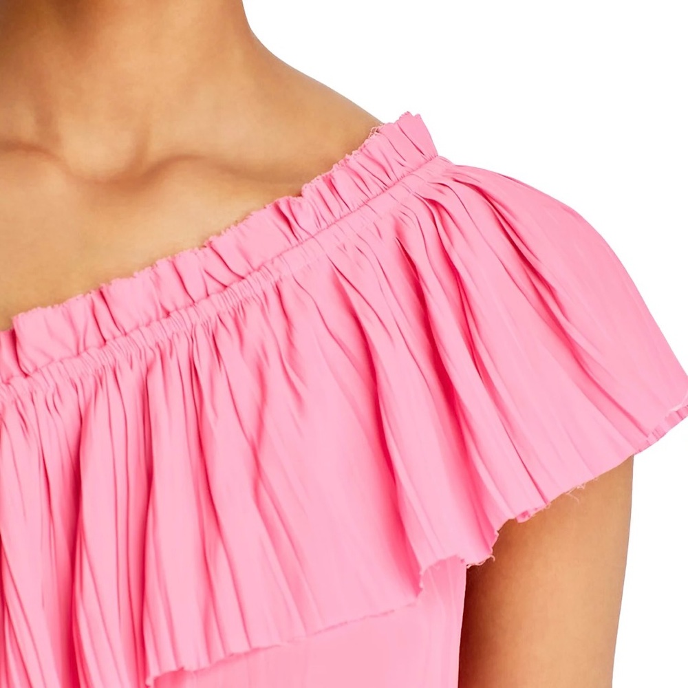 RAMY BROOK PINK RUFFLE ONE-SHOULDER TOP - Picture 3 of 7